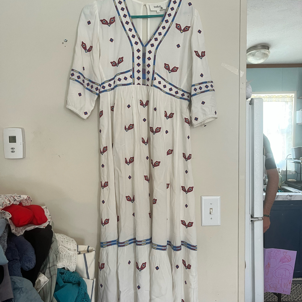 BA&SH Java Embroidered Midi Dress